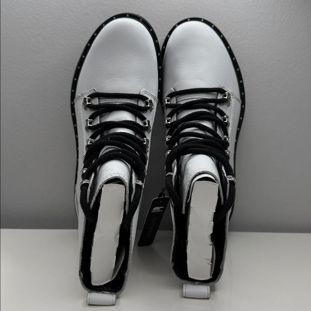 NIB Sorel Lennox Lace White Leather Waterproof Boots - 6.5 - Picture 7 of 12